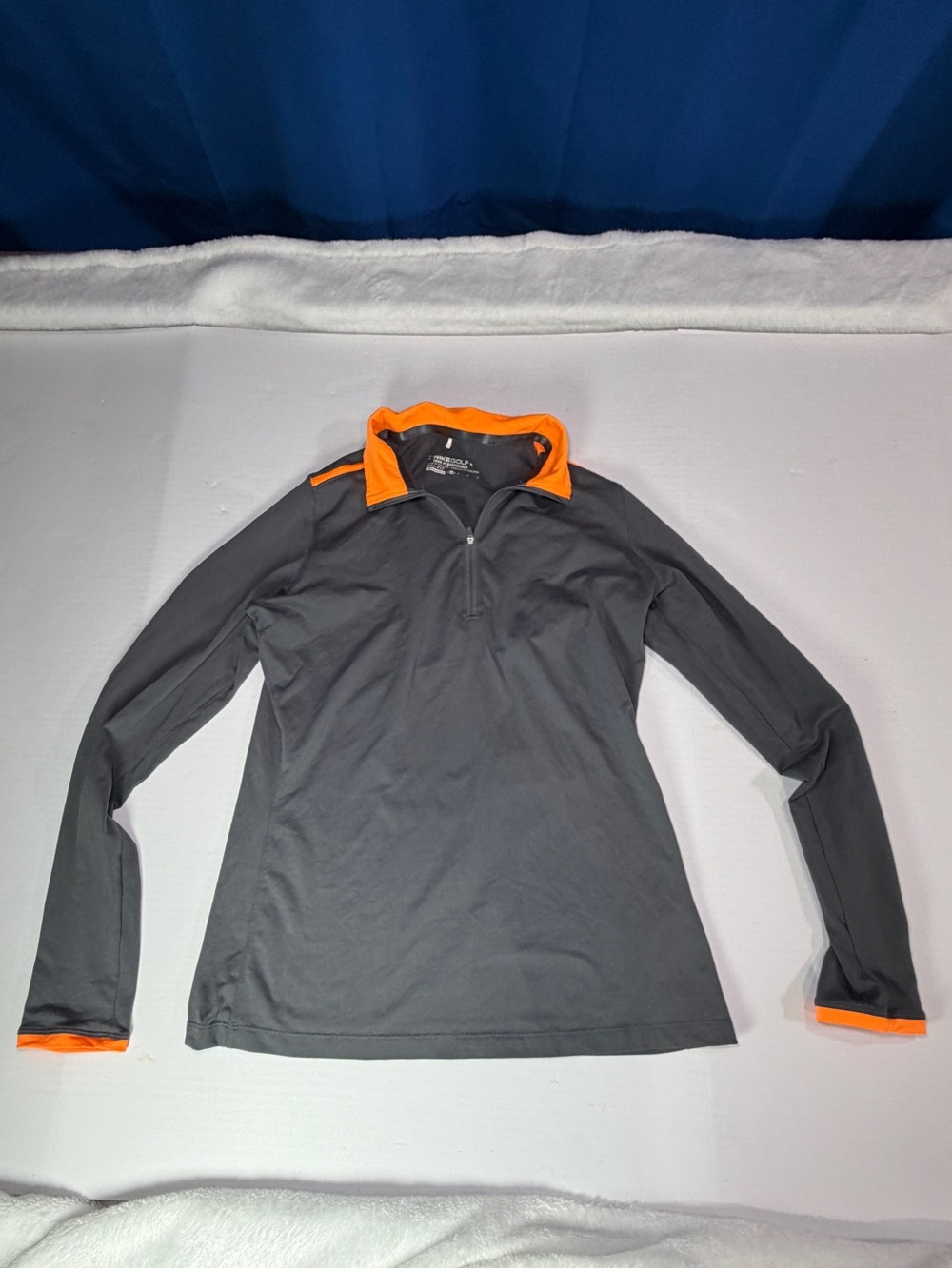Nike Gray and Orange Tour Performance Golf Quarter-Zip